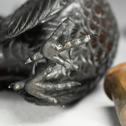 インペリアルブロンズコロセット 雄鶏と鶏 ー銅製鶏雌雄香爐