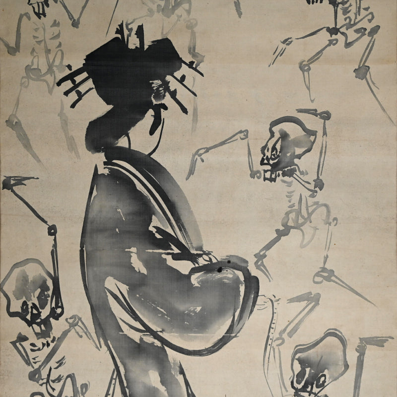 日本の骨董品と遊女の絵巻