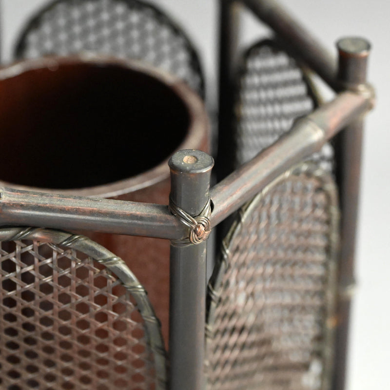 竹煎茶風茶籠 ー三代和田 和一斎 「六角手付涼炉台」