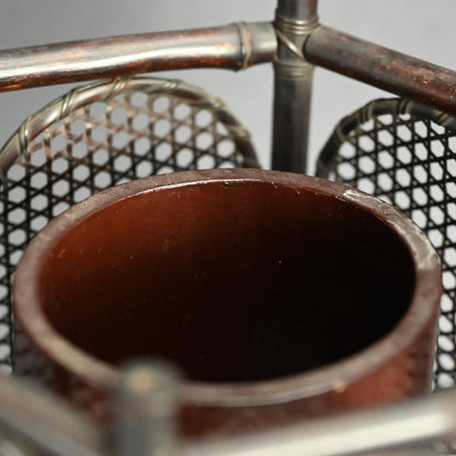 竹煎茶風茶籠 ー三代和田 和一斎 「六角手付涼炉台」