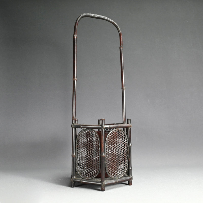 竹煎茶風茶籠 ー三代和田 和一斎 「六角手付涼炉台」