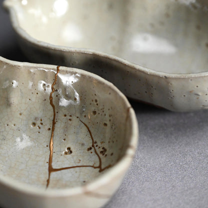 Rare Edo p. Kiyomizu Shiro-Bizen Mukozuke Dish Set