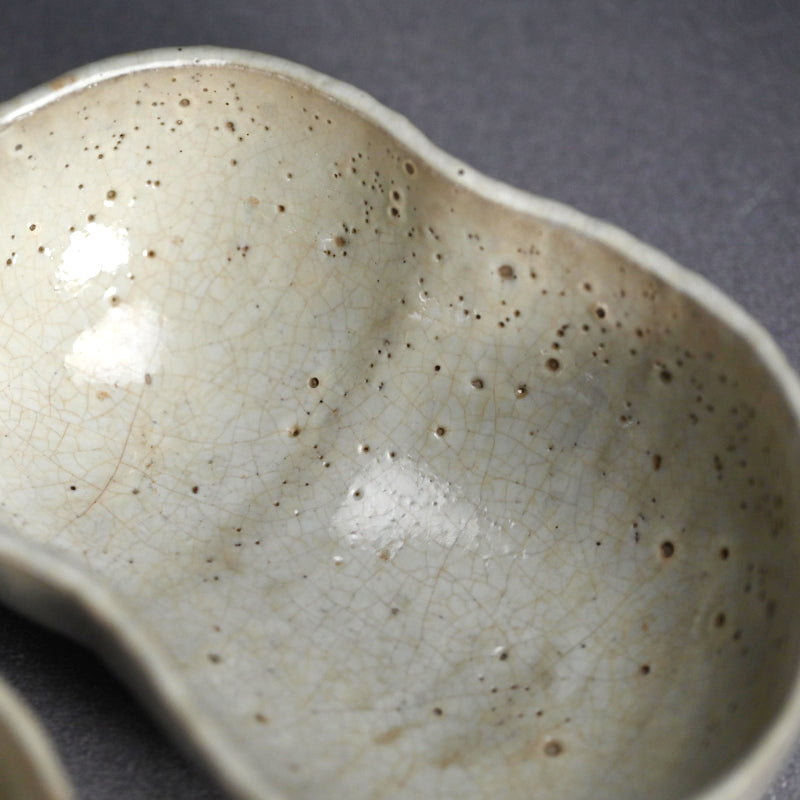 Rare Edo p. Kiyomizu Shiro-Bizen Mukozuke Dish Set