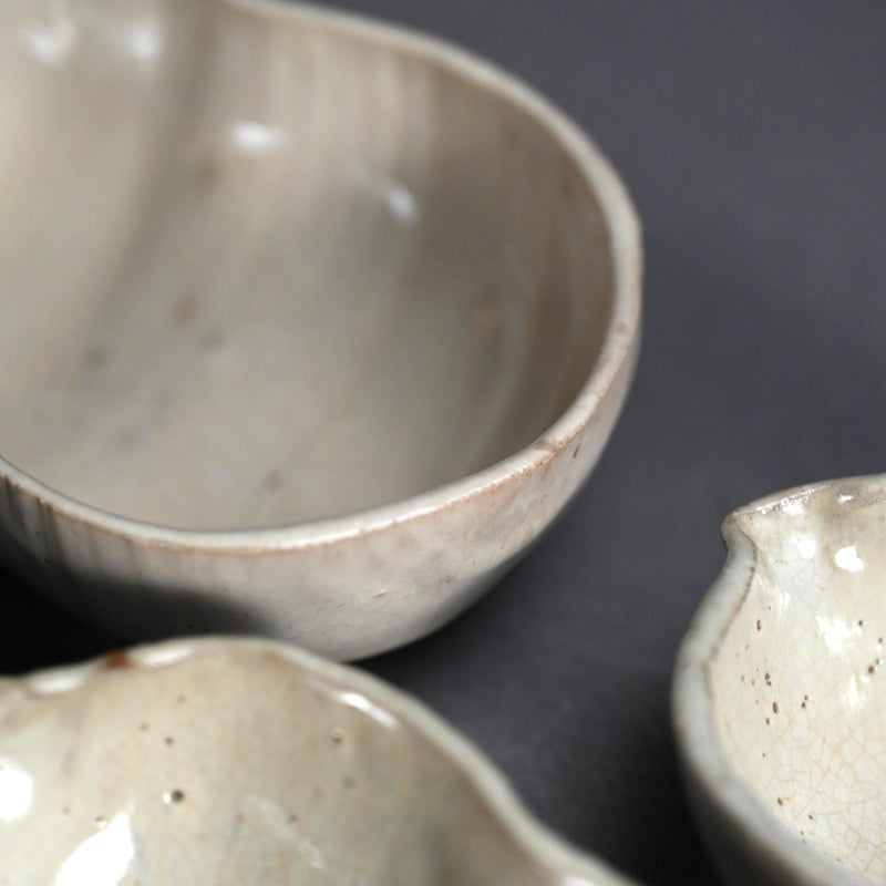 Rare Edo p. Kiyomizu Shiro-Bizen Mukozuke Dish Set