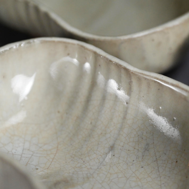 Rare Edo p. Kiyomizu Shiro-Bizen Mukozuke Dish Set