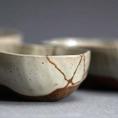 Rare Edo p. Kiyomizu Shiro-Bizen Mukozuke Dish Set