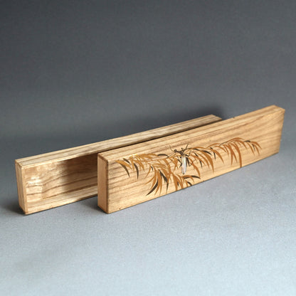 優美な木地塗り詩文カード箱