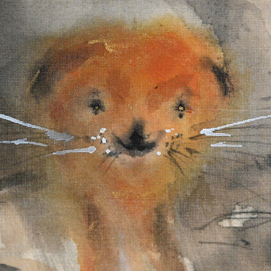 紅葉を飛び越えるイタチ ー玉村 方久斗 「秋景」