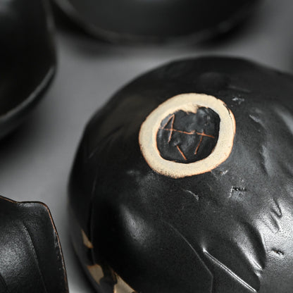 Set 5 Cotemporary Black Glazed Bowls ー重森 陽子 “黒釉向付 五客”