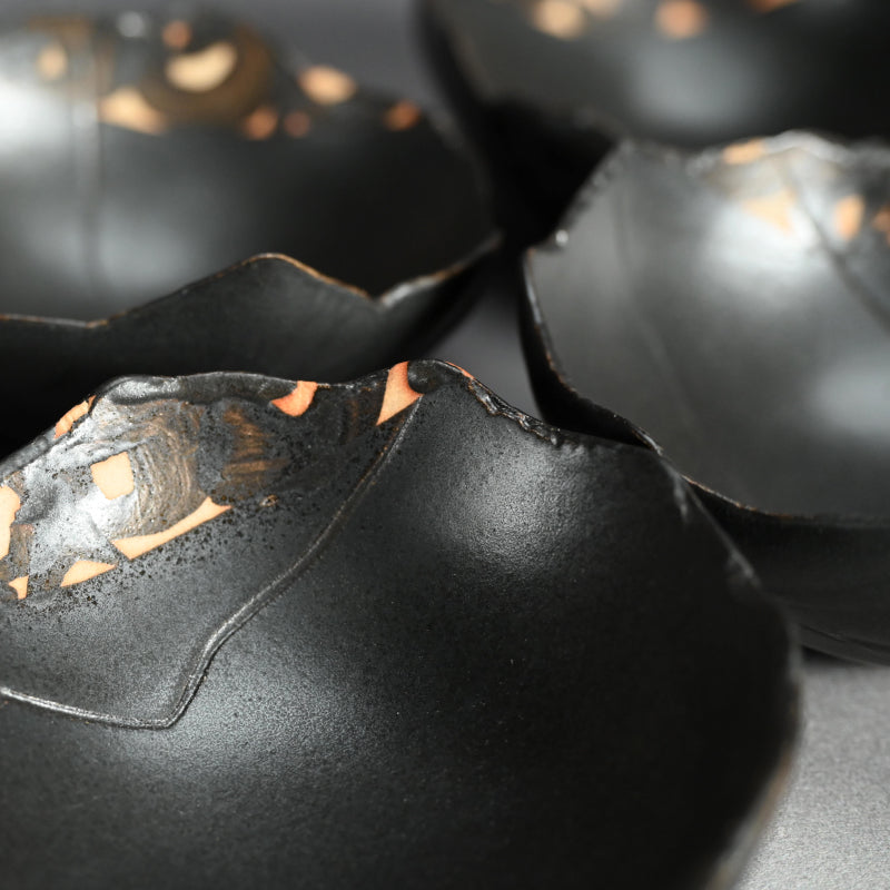 Set 5 Cotemporary Black Glazed Bowls ー重森 陽子 “黒釉向付 五客”