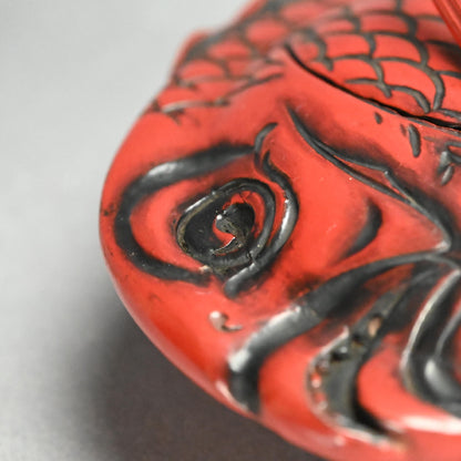 鎌倉彫 漆塗蓋椀 縁起物 赤鯛