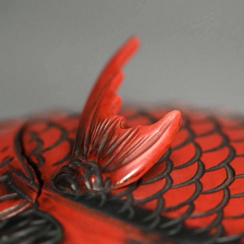 鎌倉彫 漆塗蓋椀 縁起物 赤鯛