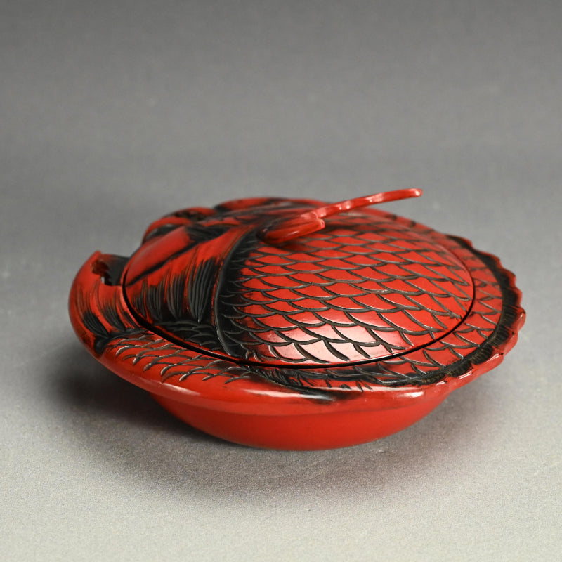 鎌倉彫 漆塗蓋椀 縁起物 赤鯛