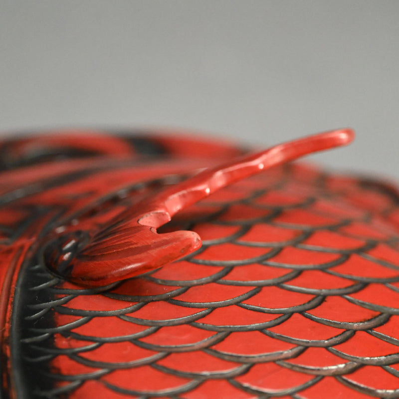 鎌倉彫 漆塗蓋椀 縁起物 赤鯛