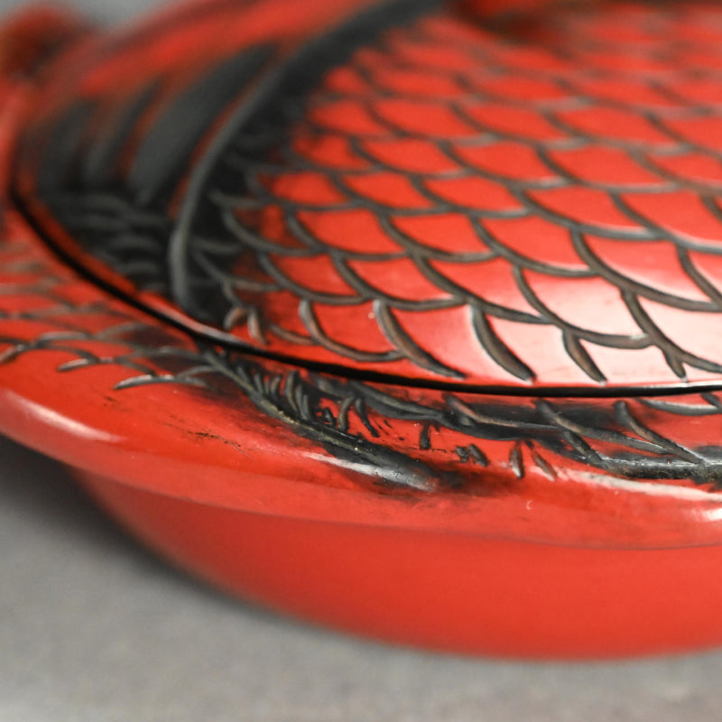 鎌倉彫 漆塗蓋椀 縁起物 赤鯛