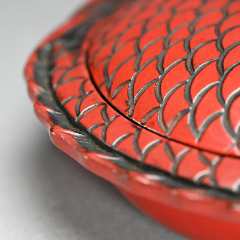 鎌倉彫 漆塗蓋椀 縁起物 赤鯛