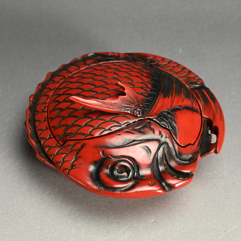 鎌倉彫 漆塗蓋椀 縁起物 赤鯛