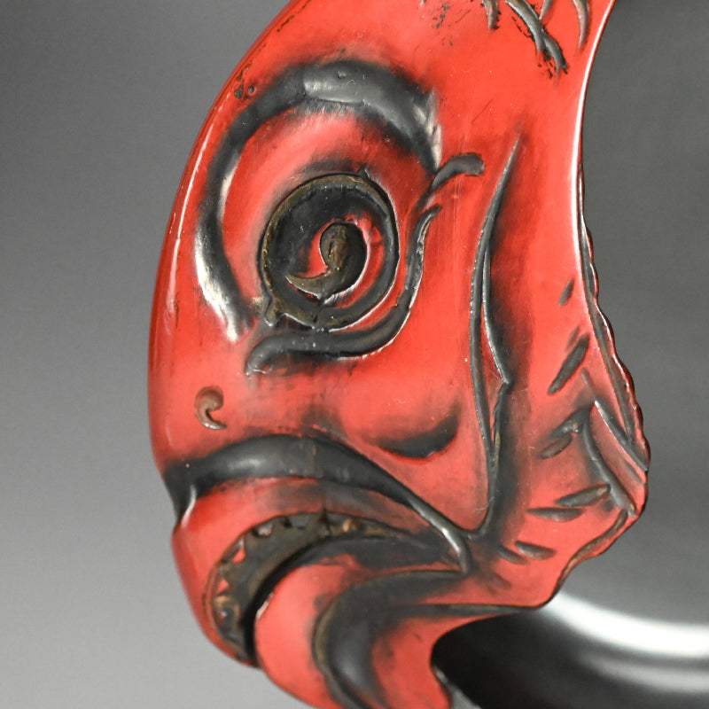 鎌倉彫 漆塗蓋椀 縁起物 赤鯛