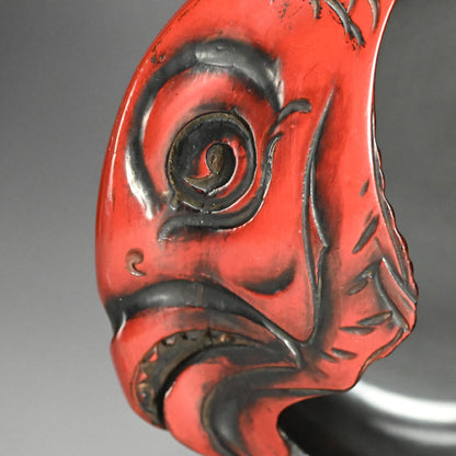 鎌倉彫 漆塗蓋椀 縁起物 赤鯛