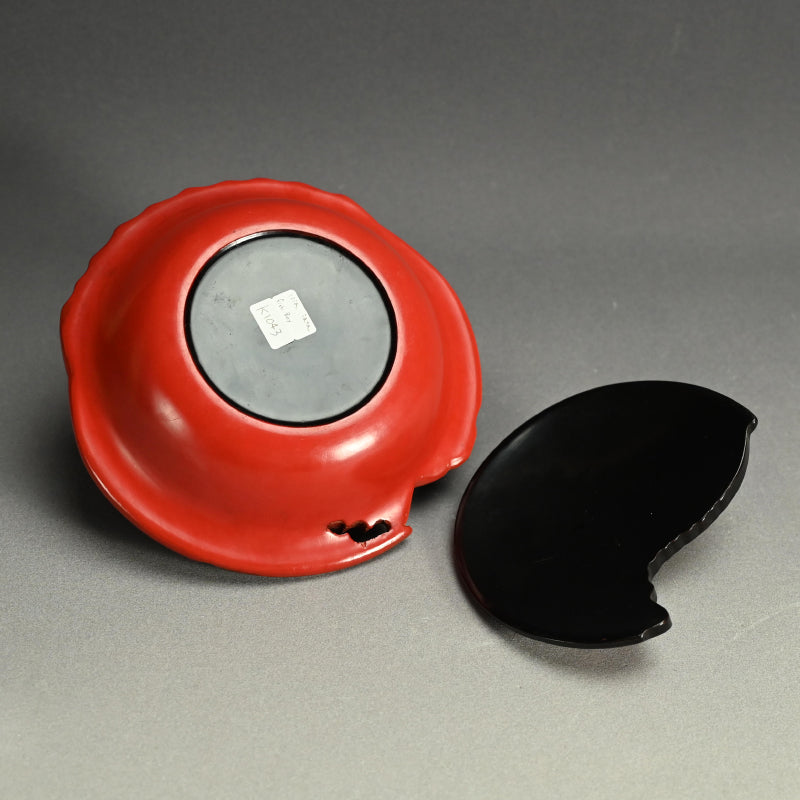 鎌倉彫 漆塗蓋椀 縁起物 赤鯛