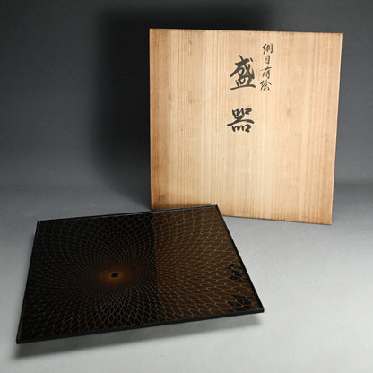 絶品モダン輪島慶塚塗盆 ー輪島塗 慶塚漆器工房「網目蒔絵盛器」