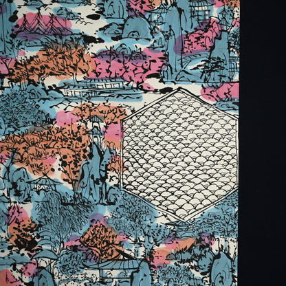 染付の楽園風景絵巻 ー重森陽子掛け軸「染付の楽園」