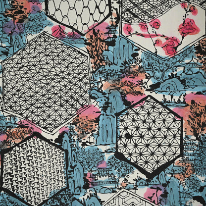 染付の楽園風景絵巻 ー重森陽子掛け軸「染付の楽園」