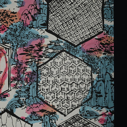 染付の楽園風景絵巻 ー重森陽子掛け軸「染付の楽園」