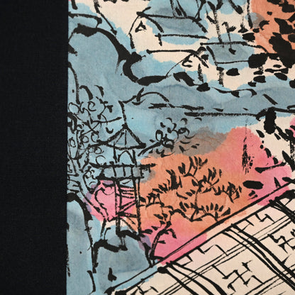 染付の楽園風景絵巻 ー重森陽子掛け軸「染付の楽園」