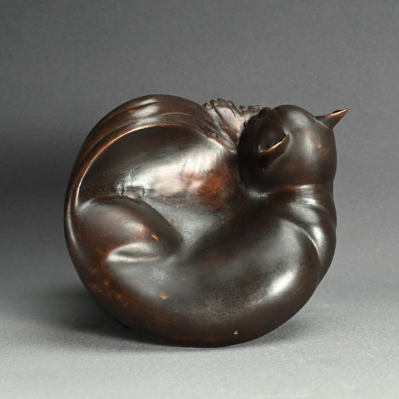 042大正～昭和初期★アールデコ ブロンズ彫刻 猫★H２５．５ｃｍ★置物★経年品 アールデコ時代 猫 置物 – Kura Monzen Gallery