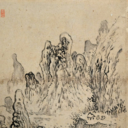 Small Literati Ink Landscape Scroll ー福田 古道人