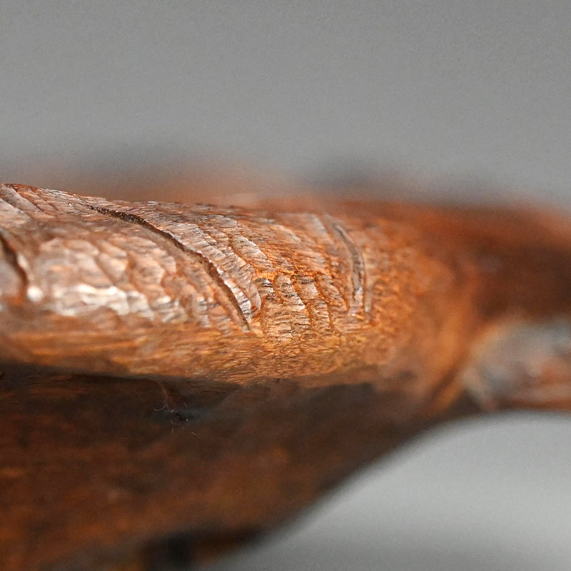 Large Carved Wood Habon Lotus Leaf Tea Tray by Senseki