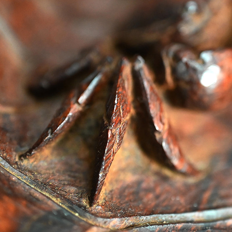 Large Carved Wood Habon Lotus Leaf Tea Tray by Senseki