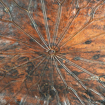 Large Carved Wood Habon Lotus Leaf Tea Tray by Senseki