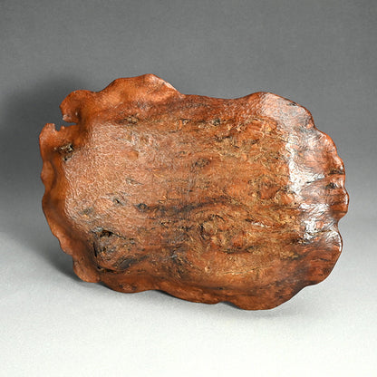 Large Carved Wood Habon Lotus Leaf Tea Tray by Senseki