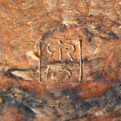 Large Carved Wood Habon Lotus Leaf Tea Tray by Senseki