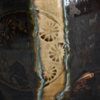 Beautiful Antique Japanese Seto Heiji Vase ー“丸菊文 印花瓶子”