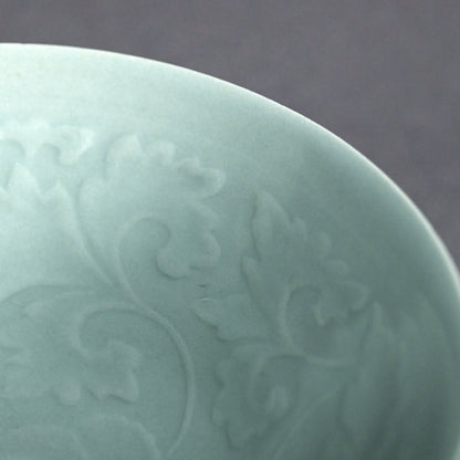 Exquisite Celadon Bowl By Imperial Artist ー初代 諏訪 蘇山 "青瓷 陽紋鉢"