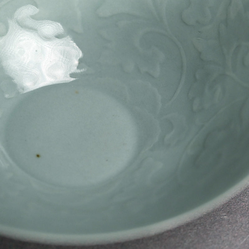 Exquisite Celadon Bowl By Imperial Artist ー初代 諏訪 蘇山 "青瓷 陽紋鉢"
