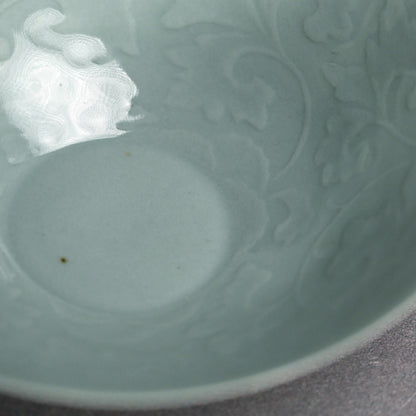 Exquisite Celadon Bowl By Imperial Artist ー初代 諏訪 蘇山 "青瓷 陽紋鉢"