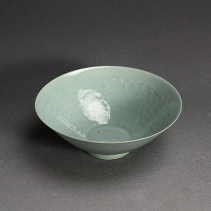 Exquisite Celadon Bowl By Imperial Artist ー初代 諏訪 蘇山 "青瓷 陽紋鉢"