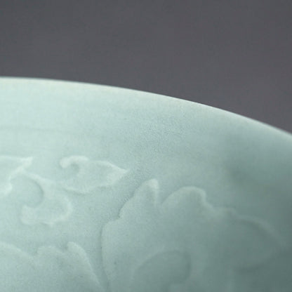 Exquisite Celadon Bowl By Imperial Artist ー初代 諏訪 蘇山 "青瓷 陽紋鉢"