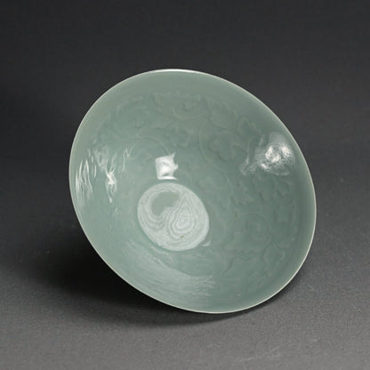 Exquisite Celadon Bowl By Imperial Artist ー初代 諏訪 蘇山 "青瓷 陽紋鉢"