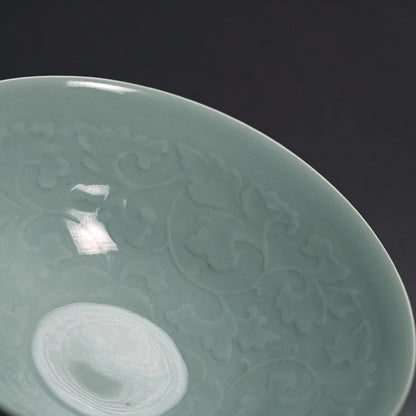 Exquisite Celadon Bowl By Imperial Artist ー初代 諏訪 蘇山 "青瓷 陽紋鉢"