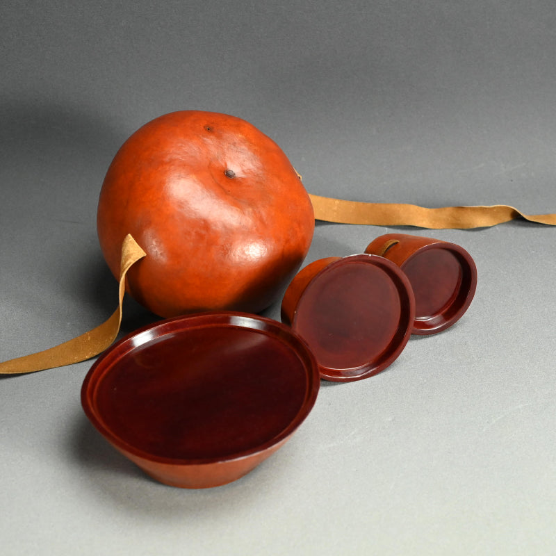Antique Japanese Bento Picnic Box Made of a Gourd