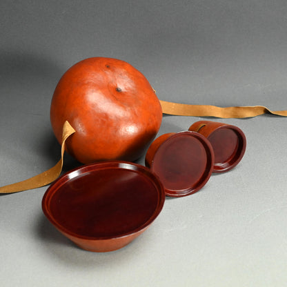 Antique Japanese Bento Picnic Box Made of a Gourd