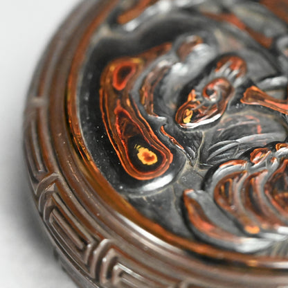 日本のアンティーク彫刻漆塗り香合香炉