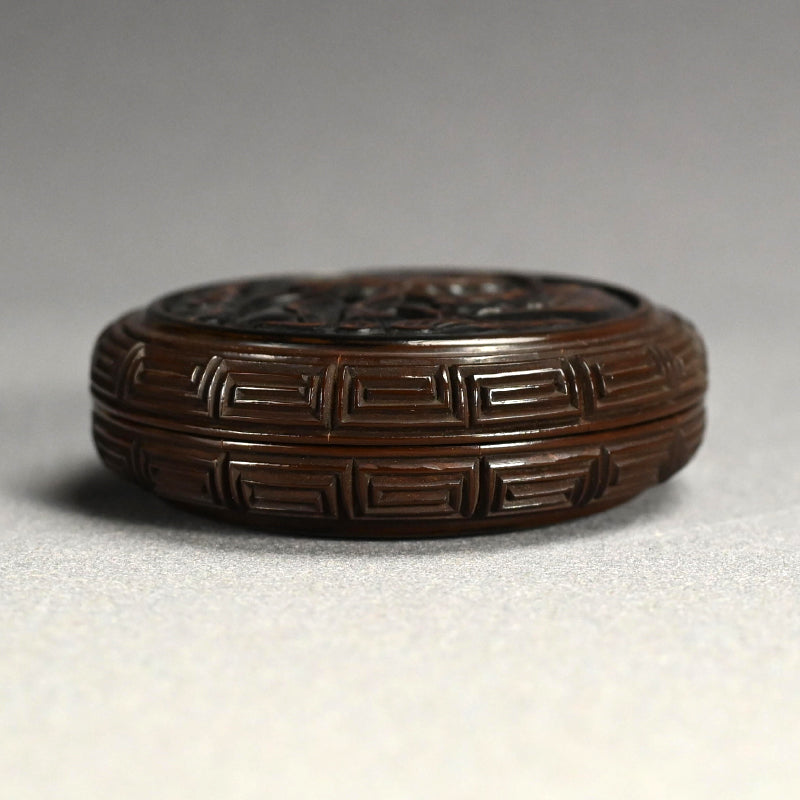 日本のアンティーク彫刻漆塗り香合香炉