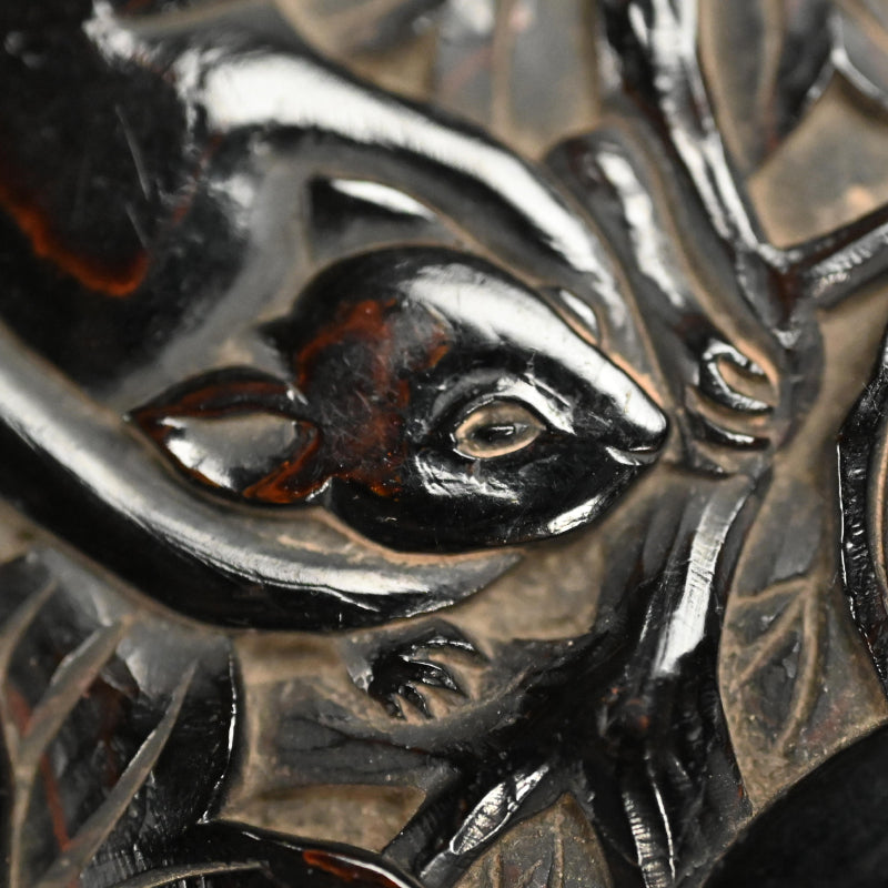 日本のアンティーク彫刻漆塗り香合香炉