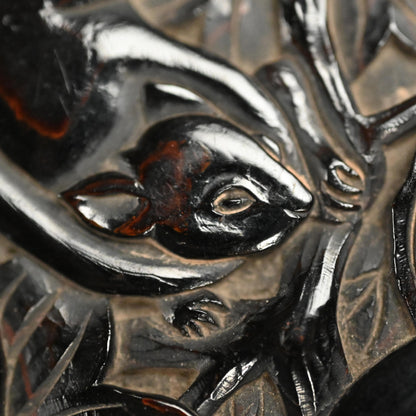 日本のアンティーク彫刻漆塗り香合香炉